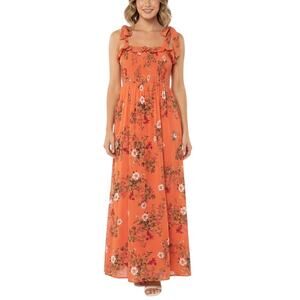 Gal Meets Glam Orange Floral Maxi Dress Size 6